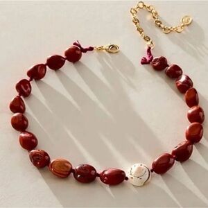 Ariana OST x Free People Aurora Red Jasper Beaded Choker Necklace NWOT
